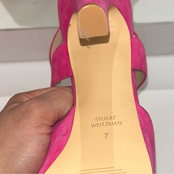 Stuart Weitzman hot pink Avenue 130 Suede Platform Pump - Picture 6 of 6